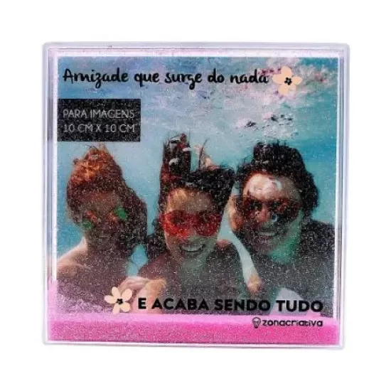 PORTA RETRATO QUADRADO C/ GLITTER AMIZADE QUE SURGE