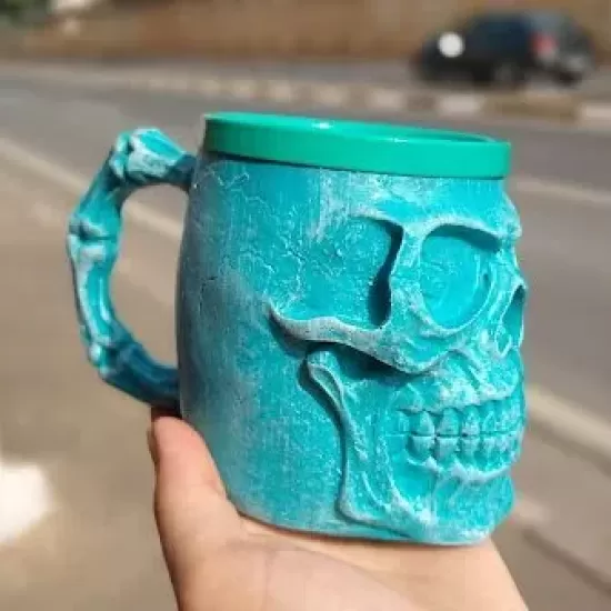 Caneca 3D Resina Caveira Colorida