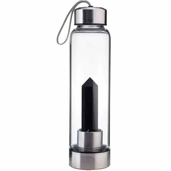 Garrafa de Vidro 500ml - Obsidiana Negra