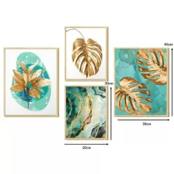 Kit 4 Quadros 20x30 e 30x40 (Moldura Caixa)