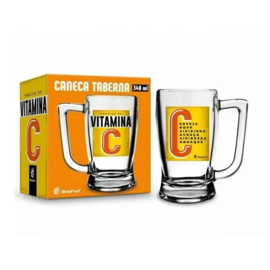 CANECA VIDRO 340ML TABERNA - PRECISO DE VITAMINA