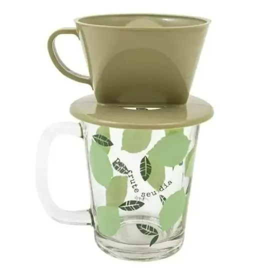 CANECA DE VIDRO BASIC COM COADOR - NATURALS FOLHAGEM