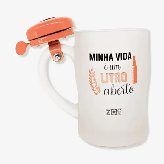 CANECA C/ CAMPAINHA 400ML MINHA VIDA E UM LITRO ABERTO