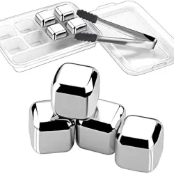 Kit 8 Cubos De Gelo De Aço Inox Com Pegador