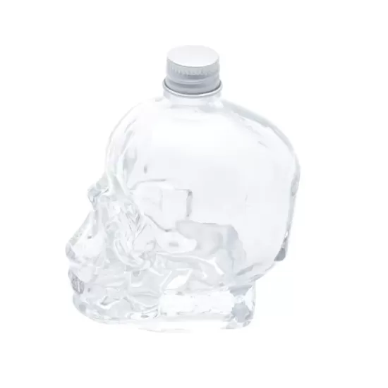 MINI GARRAFA VIDRO SKULL HEAD TRANSPARENTE