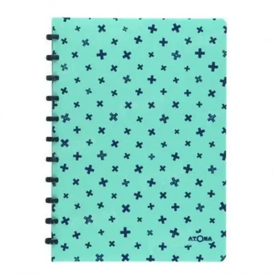 Caderno Atoma Pastel A4 Branco Pautado - Azul Marinho e Verde Plus