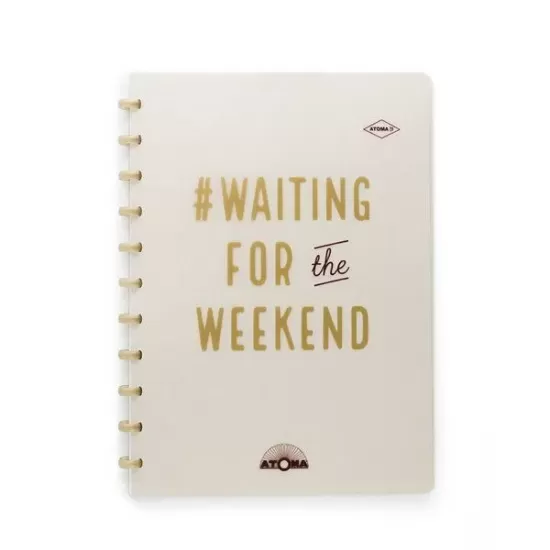 Caderno Atoma Happy 70 A4 Branco Pautado - Ouro Weekend